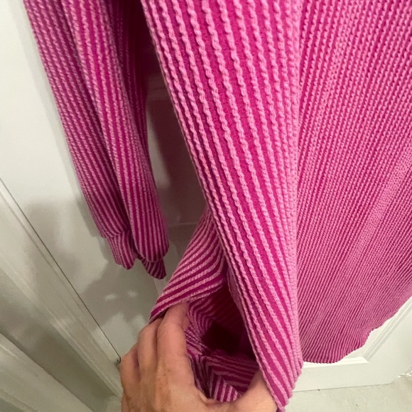 Pink Ribbed Mini Sweater Dress - Picture 3 of 6